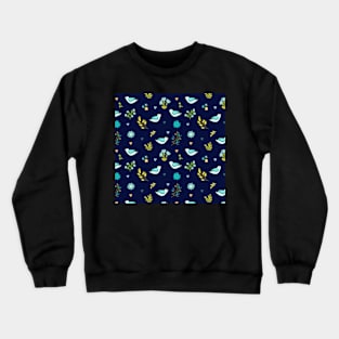 Floral and birds pattern with hearts Crewneck Sweatshirt
